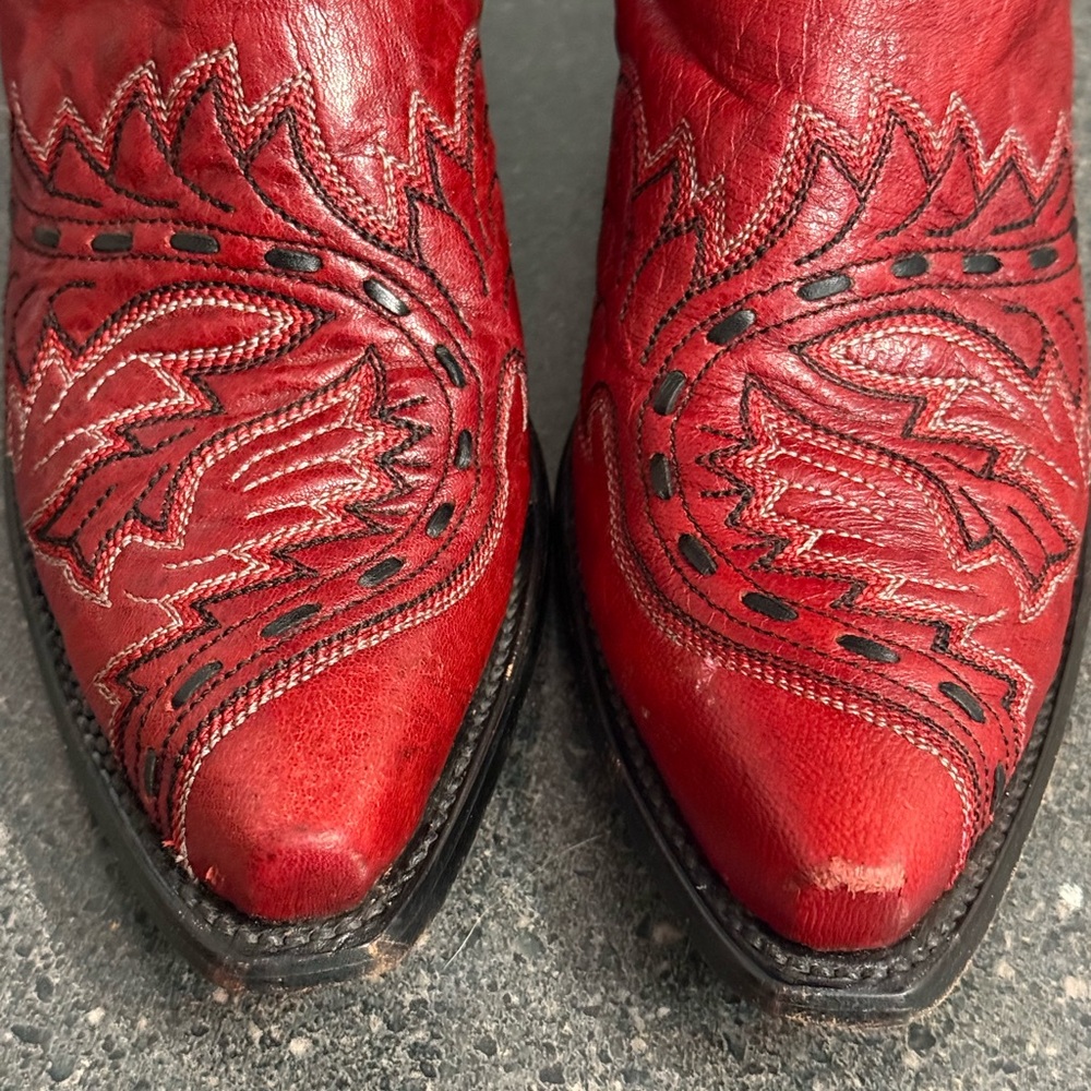 Dan Post Sidewinder Red Leather Western Cowboy Boots size 7M Womens. - Picture 7 of 9